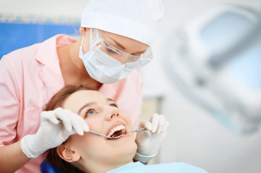 woman having mouth checkup